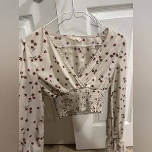Floral Cream Smocked Women's Top